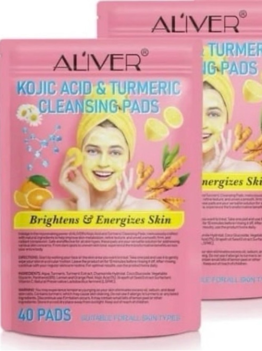80 Kojic Acid Turmeric Cleansing Pads Face Mild Non-Irritating All Skin Type